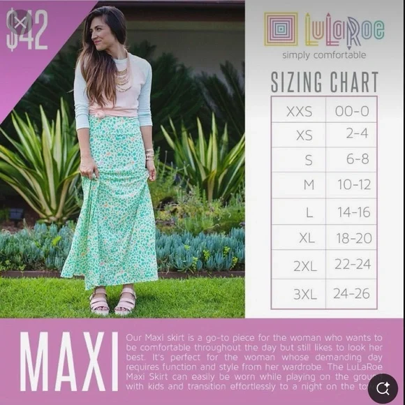 LuLaRoe Teal and Aqua Maxi Skirt - Picture 7 of 7